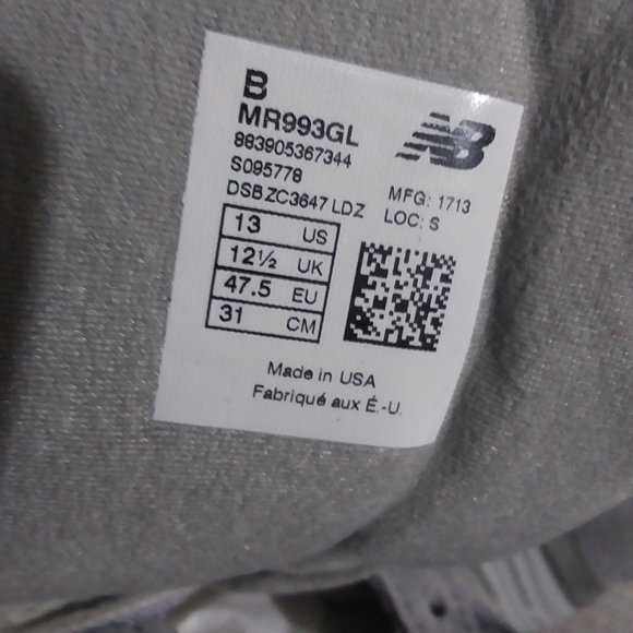 New Balance 993 Grey size 13 Silver White Gray Made In USA Men's Retro MR993GL - Picture 9 of 14